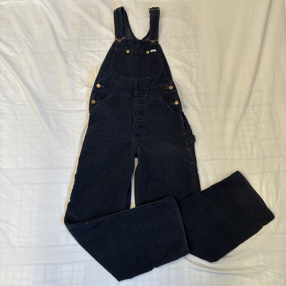 Lee Overalls Women's Small 26X30 Blue Straight Leg Bib Corduroy USA VINTAGE
